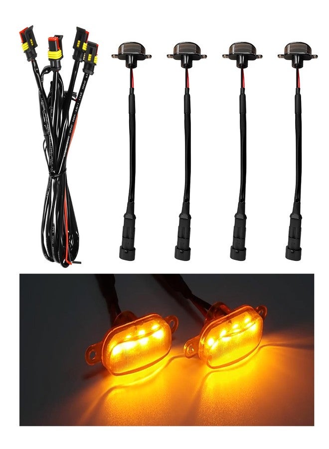 Dickno 4PCS Car Grille Lights, Bright Amber LED Grill Lights with Wiring Harness, Waterproof Front Grill Trim Lamps, Vehicle Exterior Grille Lamps Compatible with F150 F250 F350 (Black+Yellow) - Image 1